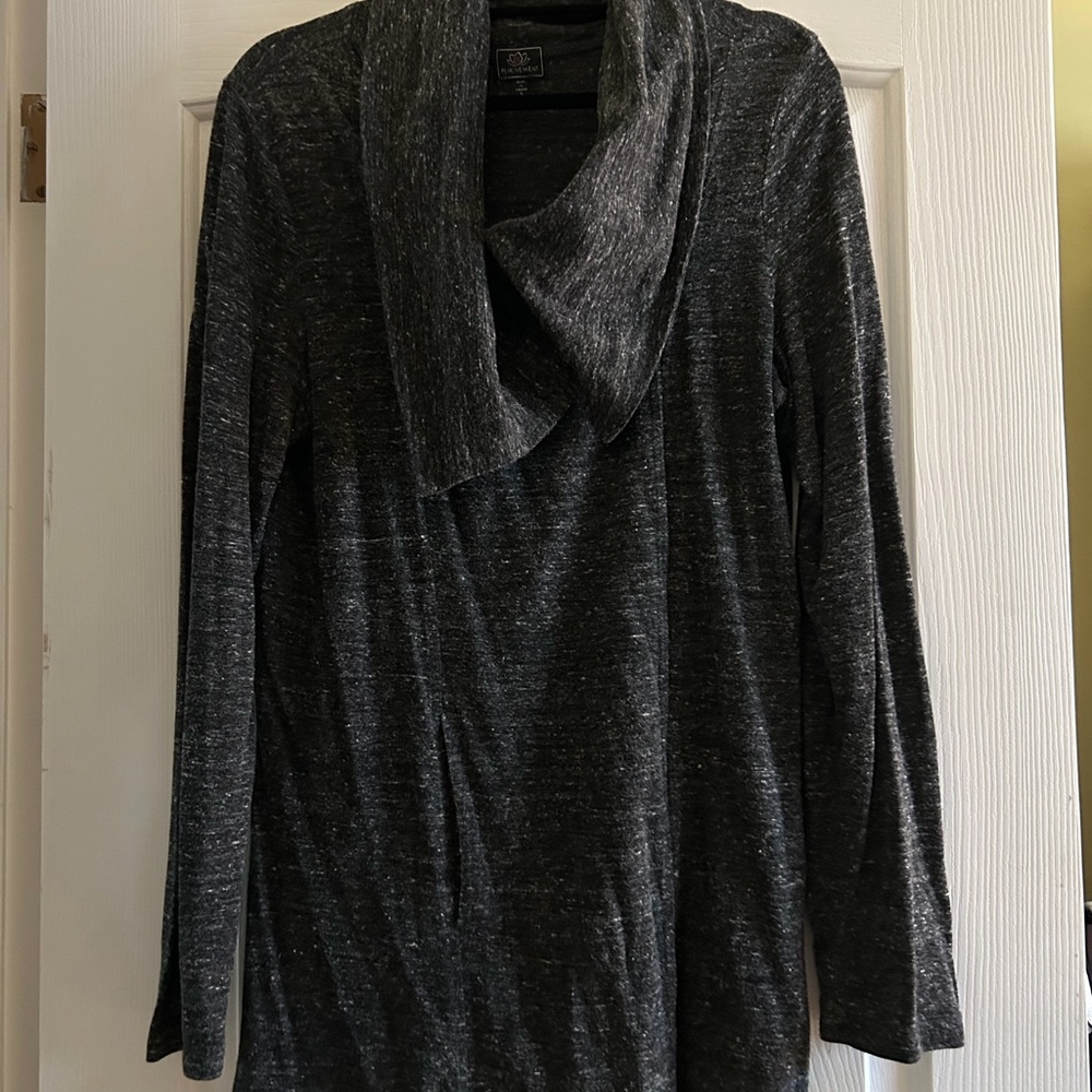 Women’s Charcoal Cowl Neck Long Sleeve Cardigan with front pockets